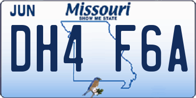 MO license plate DH4F6A