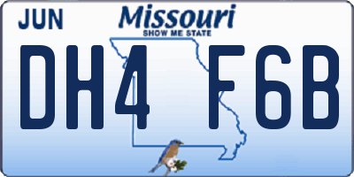 MO license plate DH4F6B