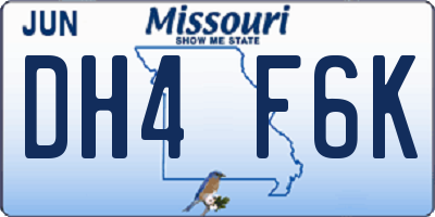 MO license plate DH4F6K