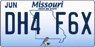 MO license plate DH4F6X