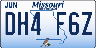 MO license plate DH4F6Z