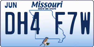 MO license plate DH4F7W