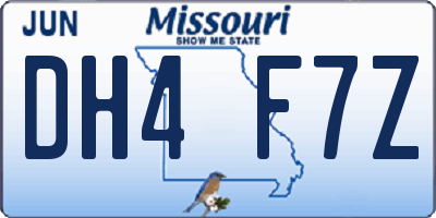 MO license plate DH4F7Z