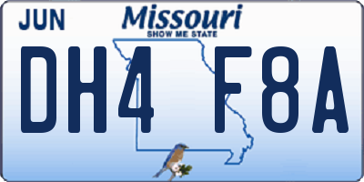 MO license plate DH4F8A