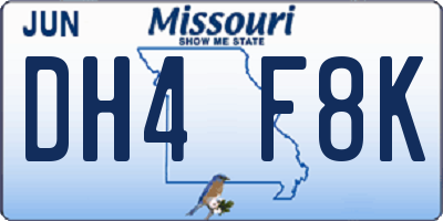 MO license plate DH4F8K
