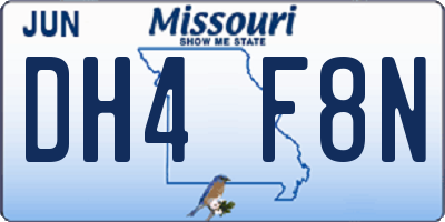 MO license plate DH4F8N