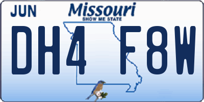 MO license plate DH4F8W