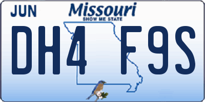 MO license plate DH4F9S