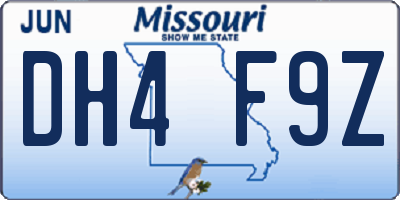 MO license plate DH4F9Z