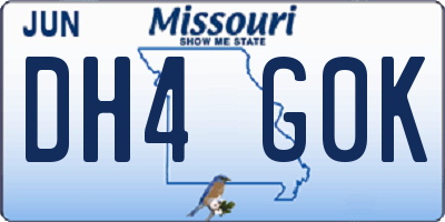 MO license plate DH4G0K