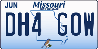 MO license plate DH4G0W