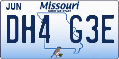 MO license plate DH4G3E