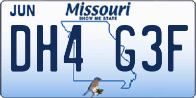 MO license plate DH4G3F