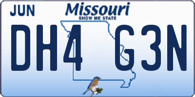 MO license plate DH4G3N