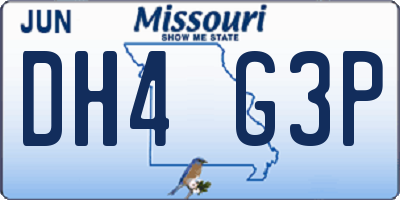 MO license plate DH4G3P