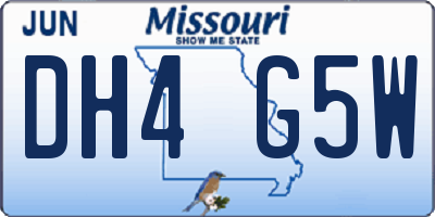 MO license plate DH4G5W