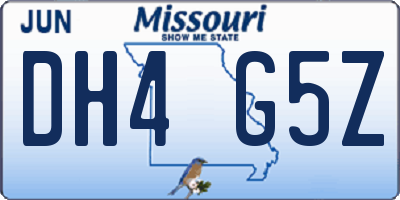 MO license plate DH4G5Z