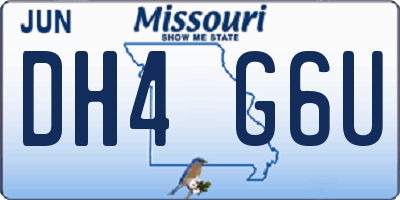 MO license plate DH4G6U
