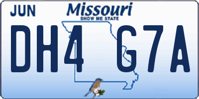 MO license plate DH4G7A