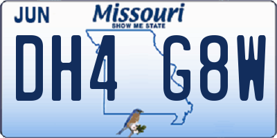 MO license plate DH4G8W
