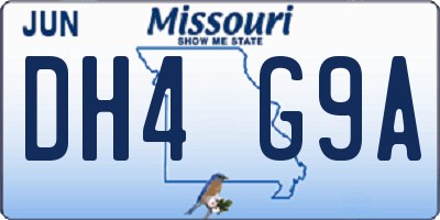 MO license plate DH4G9A