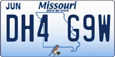 MO license plate DH4G9W
