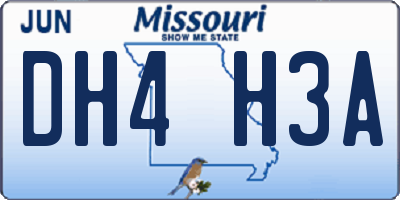 MO license plate DH4H3A