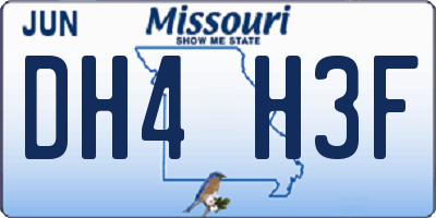 MO license plate DH4H3F