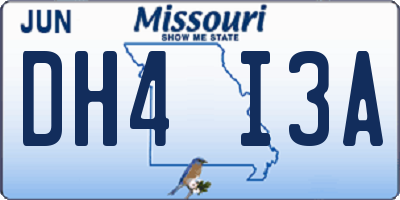 MO license plate DH4I3A