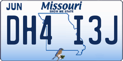 MO license plate DH4I3J