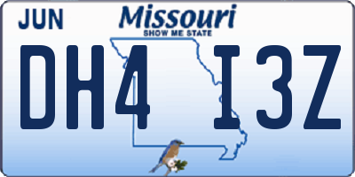 MO license plate DH4I3Z