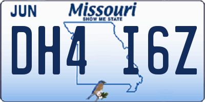 MO license plate DH4I6Z