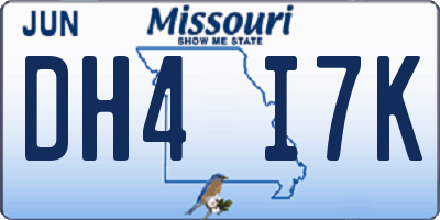 MO license plate DH4I7K