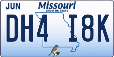 MO license plate DH4I8K
