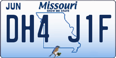 MO license plate DH4J1F