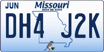 MO license plate DH4J2K