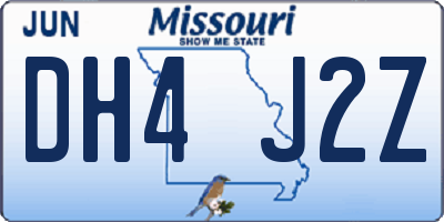 MO license plate DH4J2Z