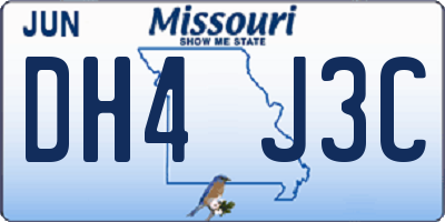 MO license plate DH4J3C