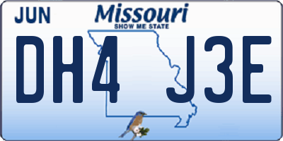 MO license plate DH4J3E