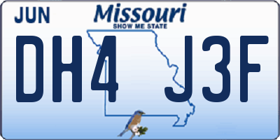 MO license plate DH4J3F