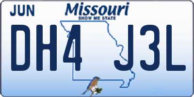 MO license plate DH4J3L