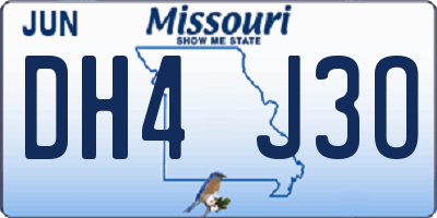 MO license plate DH4J3O