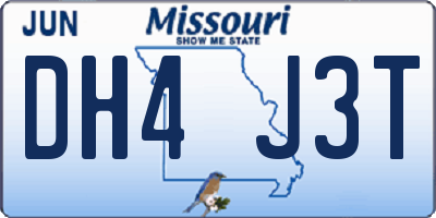 MO license plate DH4J3T