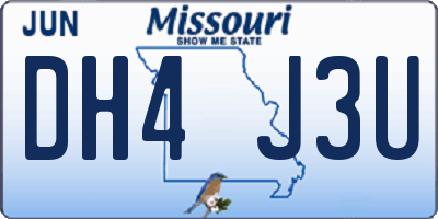 MO license plate DH4J3U