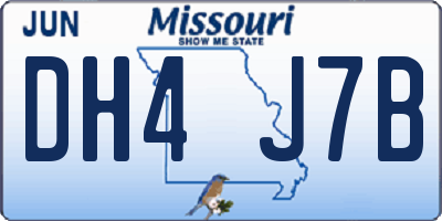 MO license plate DH4J7B
