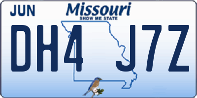 MO license plate DH4J7Z