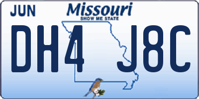 MO license plate DH4J8C