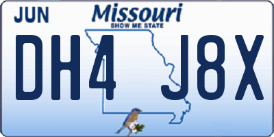 MO license plate DH4J8X