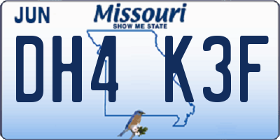 MO license plate DH4K3F