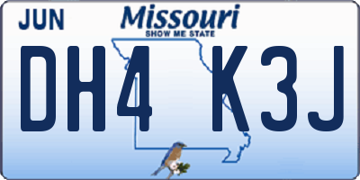 MO license plate DH4K3J